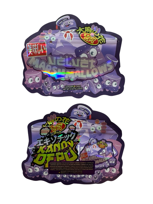 Velvet Marshmallows Mylar Bags 3.5g Kandy Depo (Only $0.21 Each) — 3.5g pre‑printed mylar bag — overview (front, back & guss…