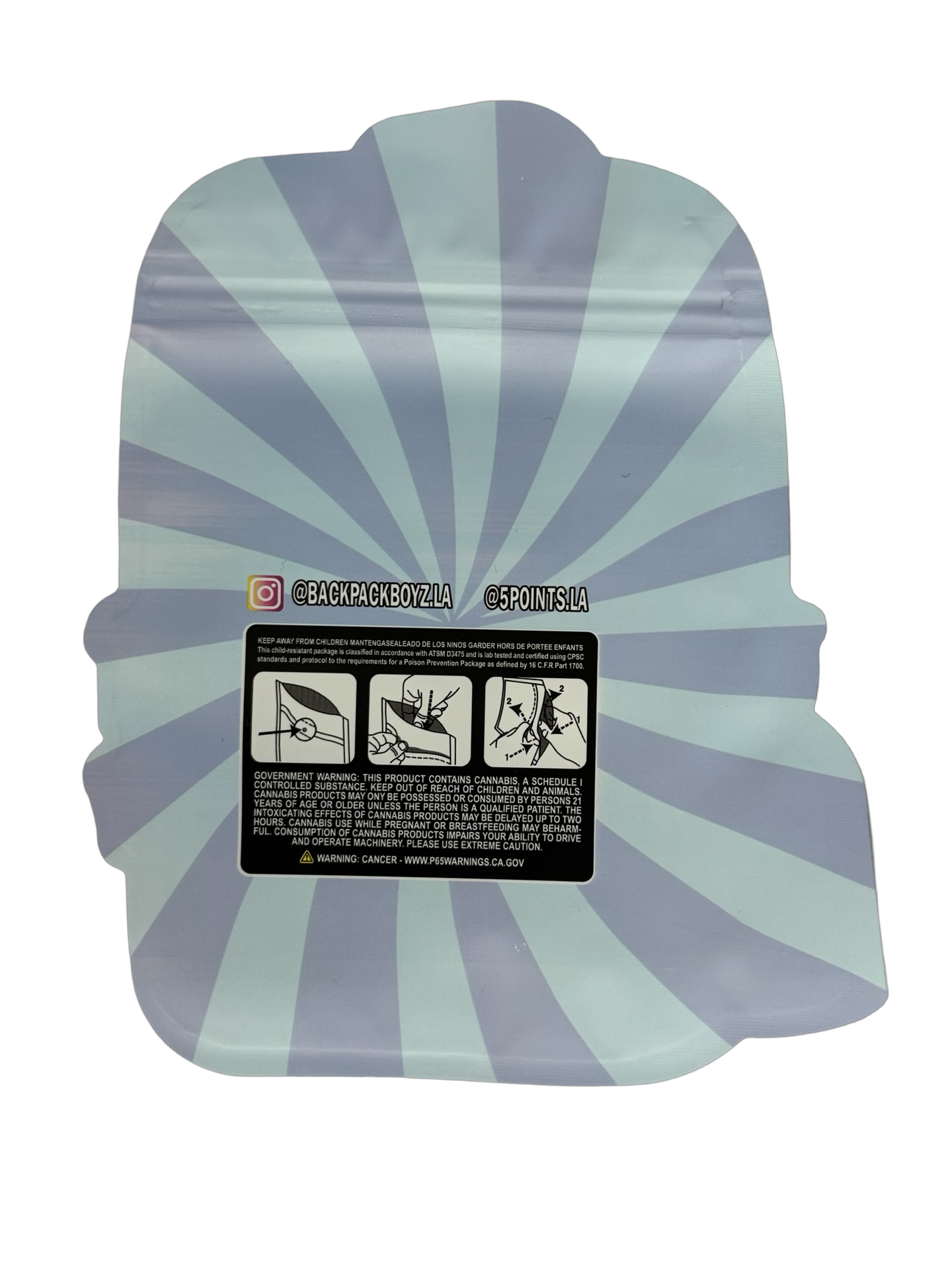 White Bubblegum Gelato Smalls Mylar Bags 3.5g Backpack Boyz