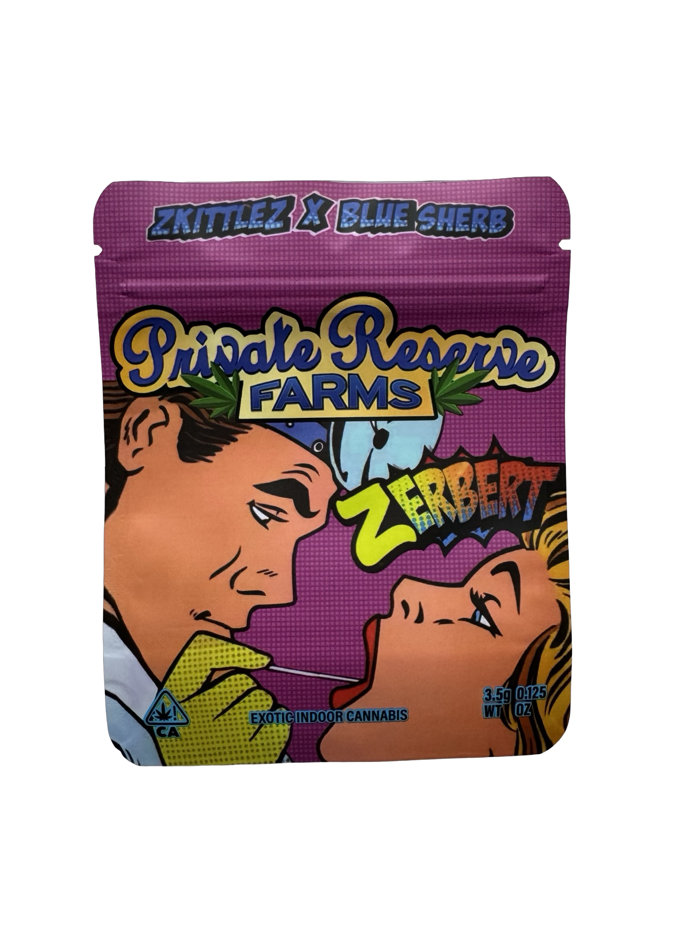 Zerbert Mylar Bags 3.5g Private Reserve Farms