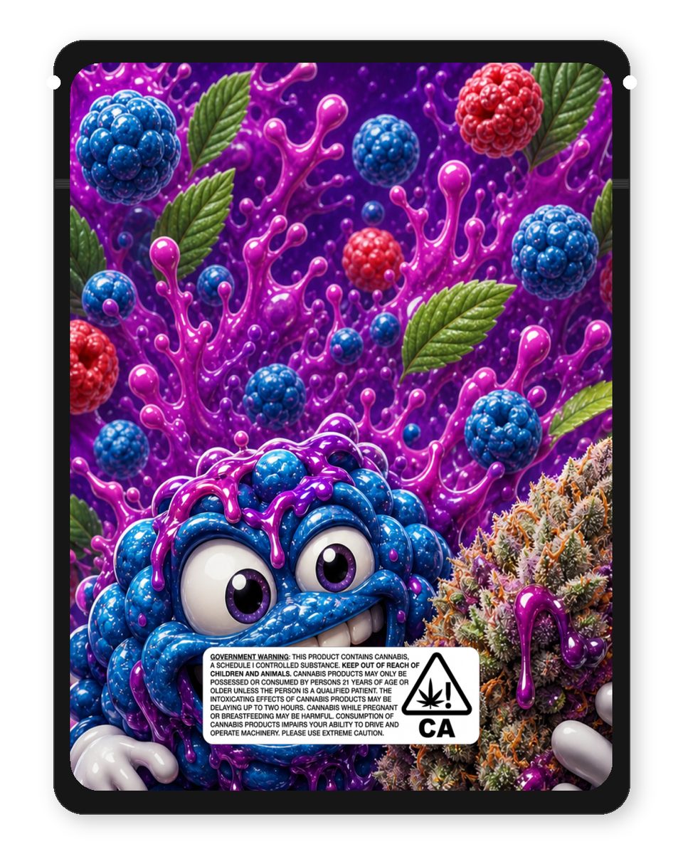 Crunch Berries custom 4"x5" mylar bag design (back)