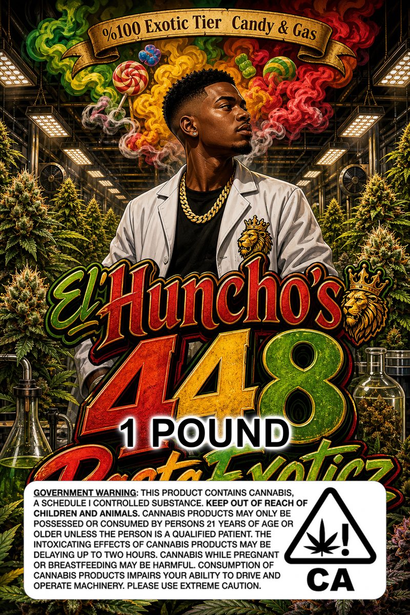 El'Huncho's🦁448 RastaExoticz custom 6x9 pound bag sticker / turkey-bag flavor label