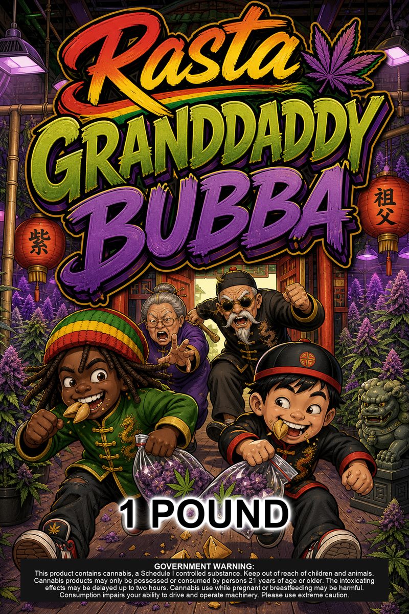 Rasta Granddaddy Bubba custom 6x9 pound bag sticker / turkey-bag flavor label