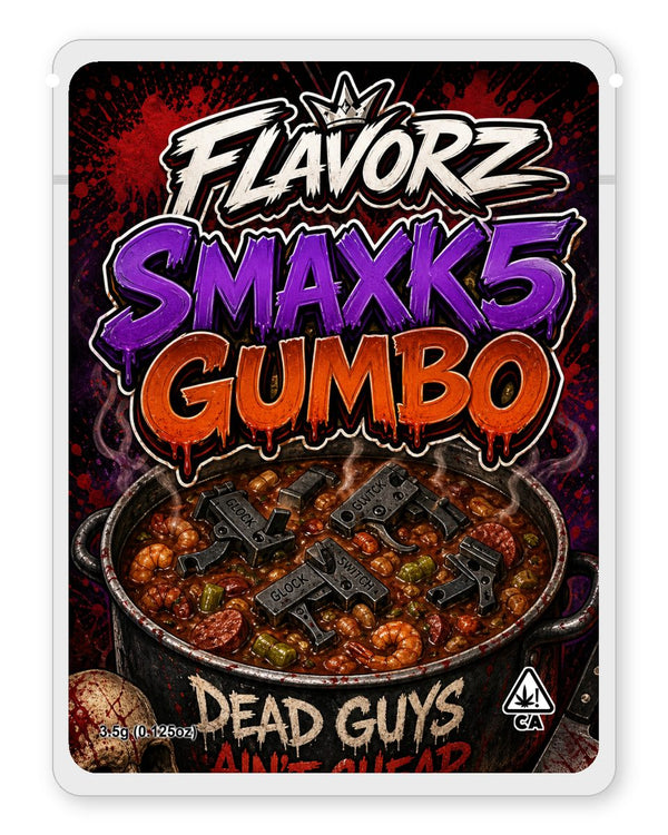 Smaxk5 Gumbo custom 4"x5" mylar bag design (front)