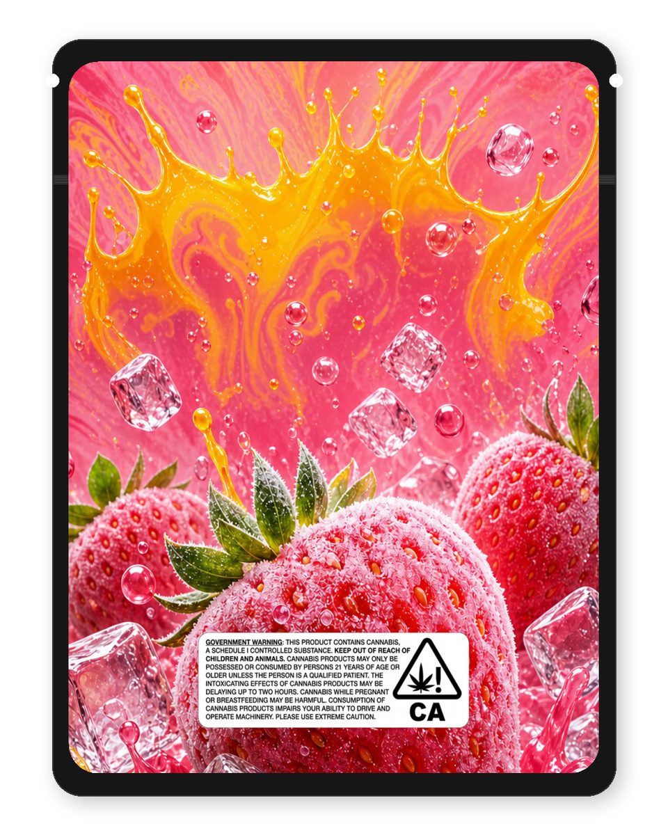 Stawberry first custom 4"x5" mylar bag design (back)