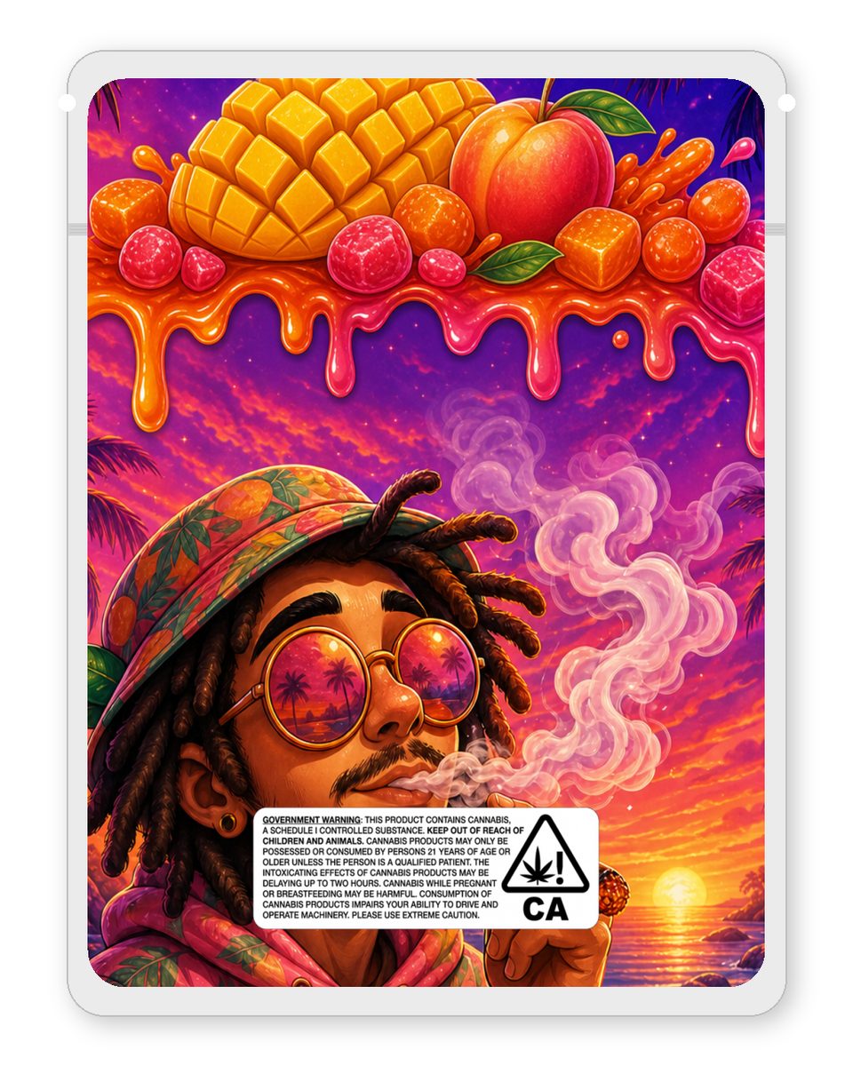 MangoPeachCandyReserve custom 4"x5" mylar bag design (back)