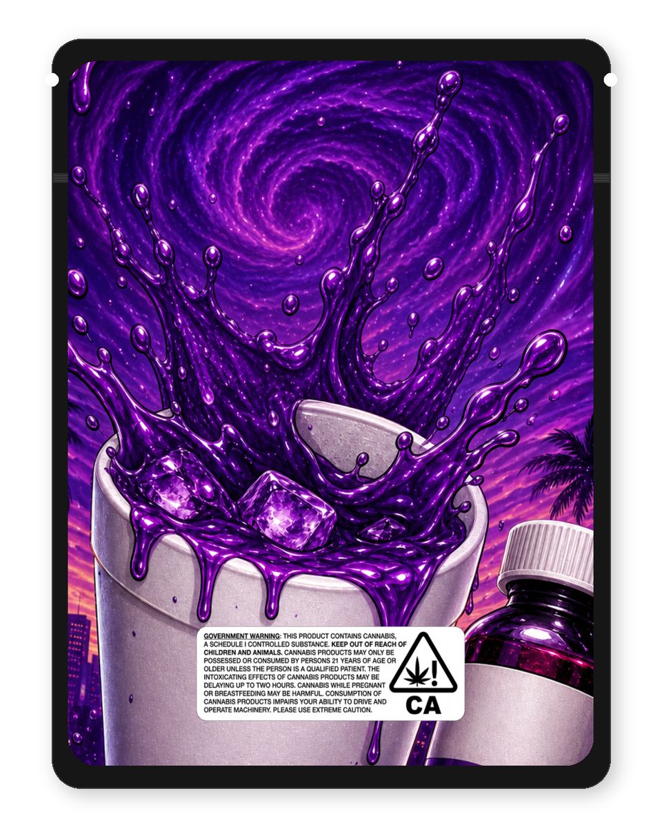 Tris Syrup custom 4"x5" mylar bag design (back)