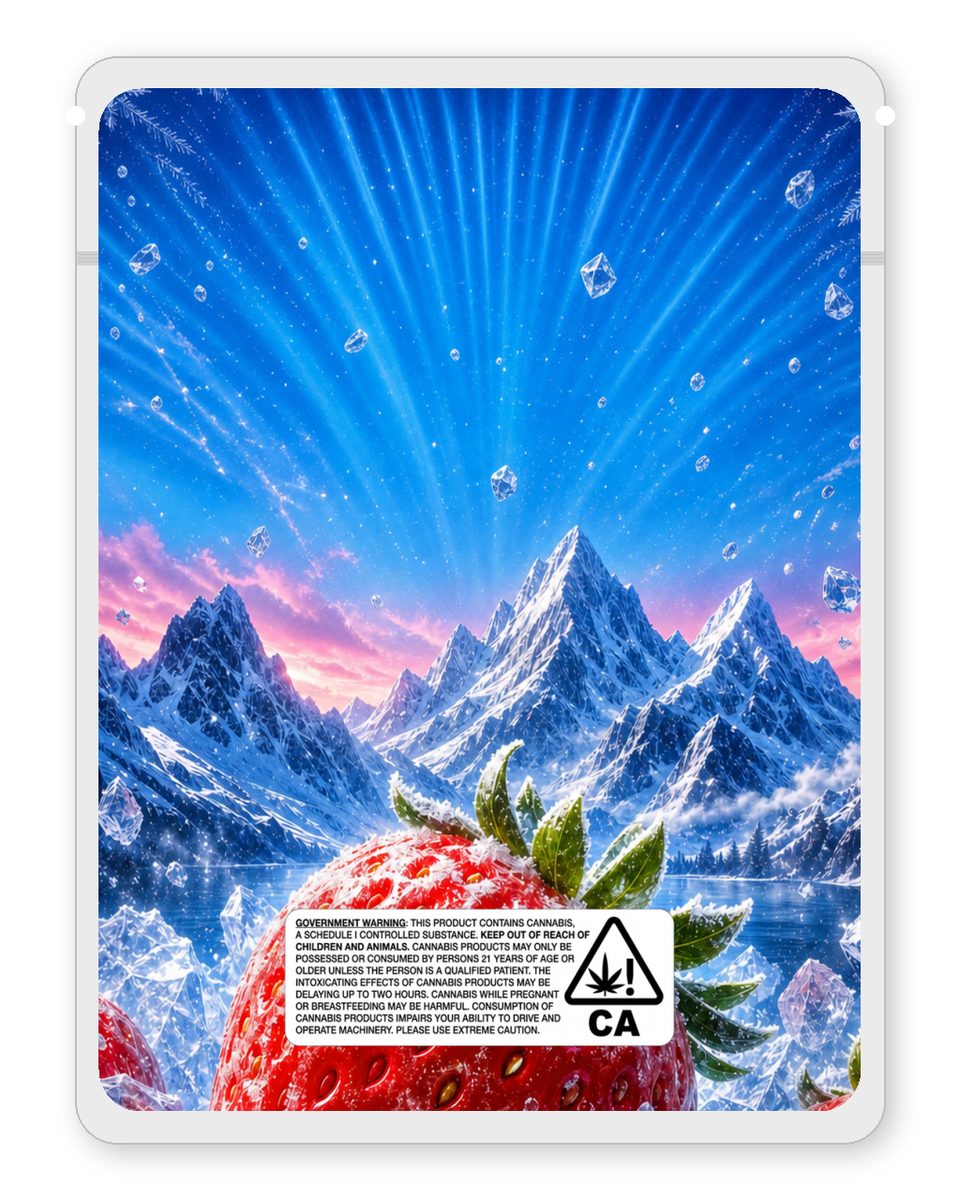 Strawberry ice custom 4"x5" mylar bag design (back)