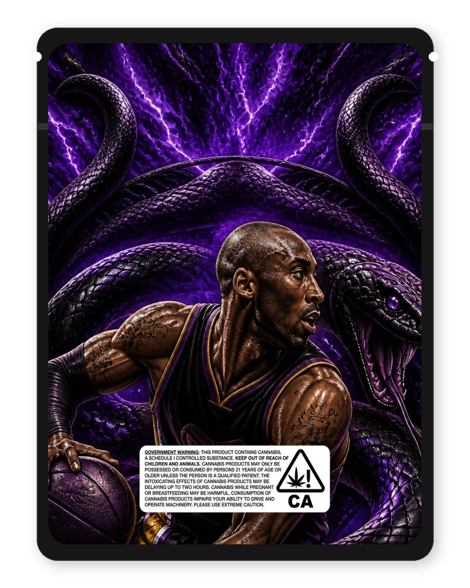 Black Mamba custom 4"x5" mylar bag design (back)
