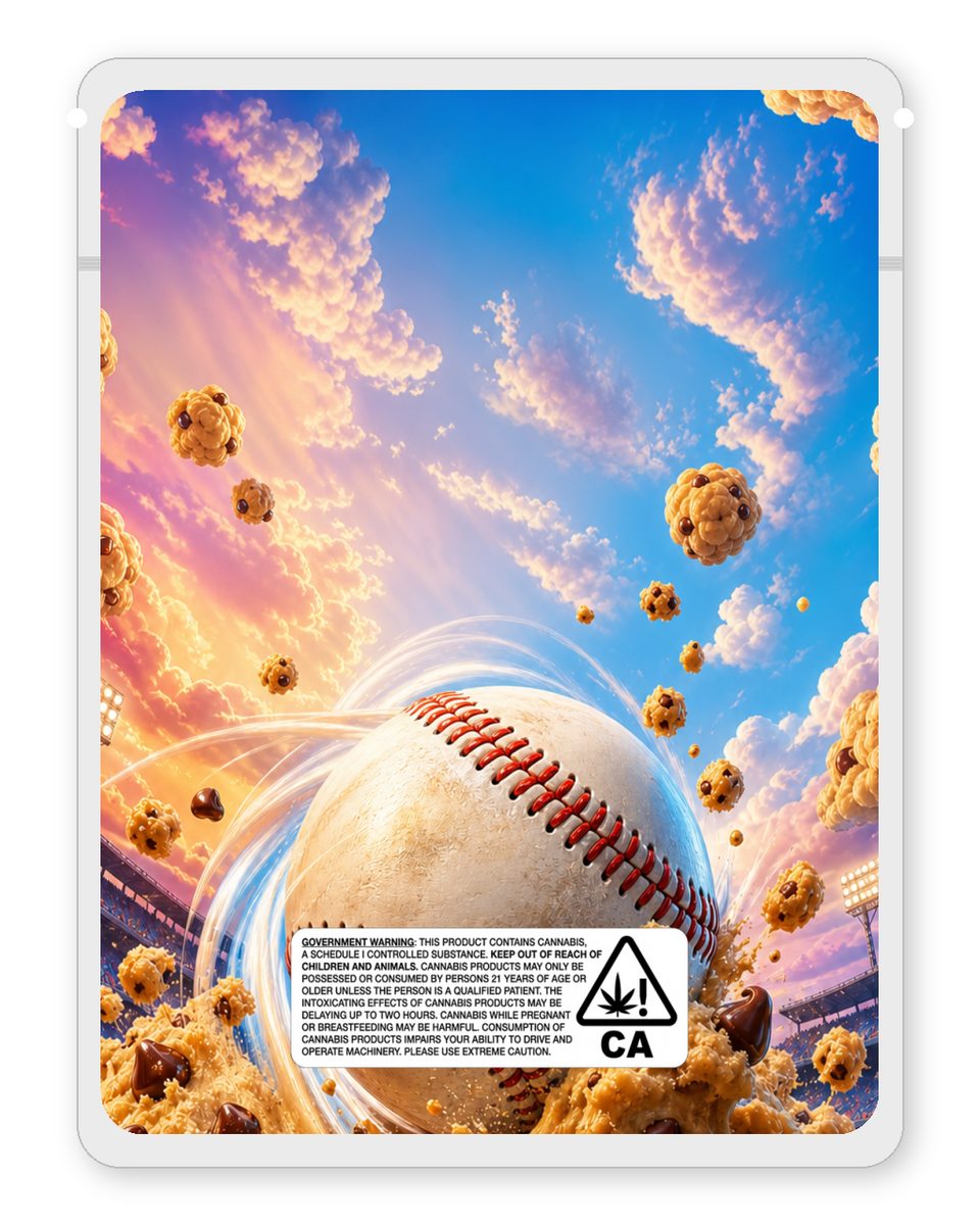 HomeRun Kloudz cookie dough custom 4"x5" mylar bag design (back)