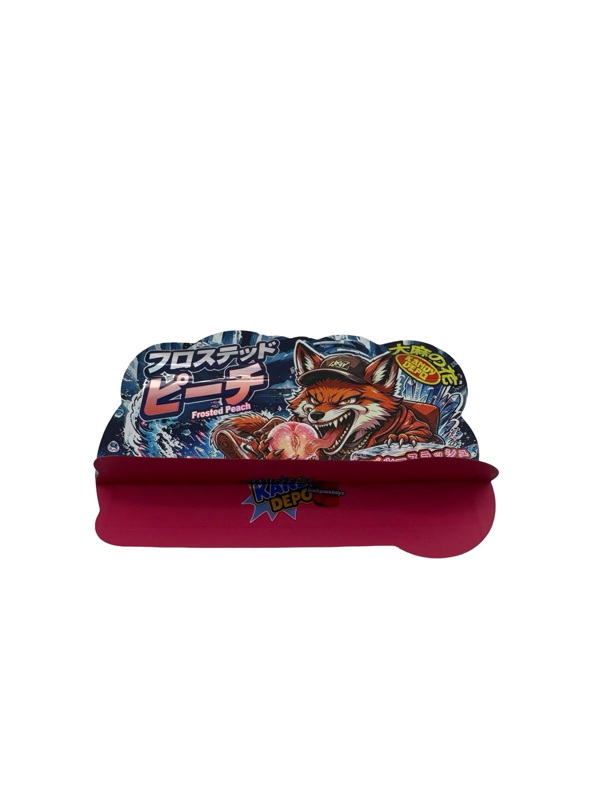 Frosted Peach Kandy Depo mylar bag printed gusset