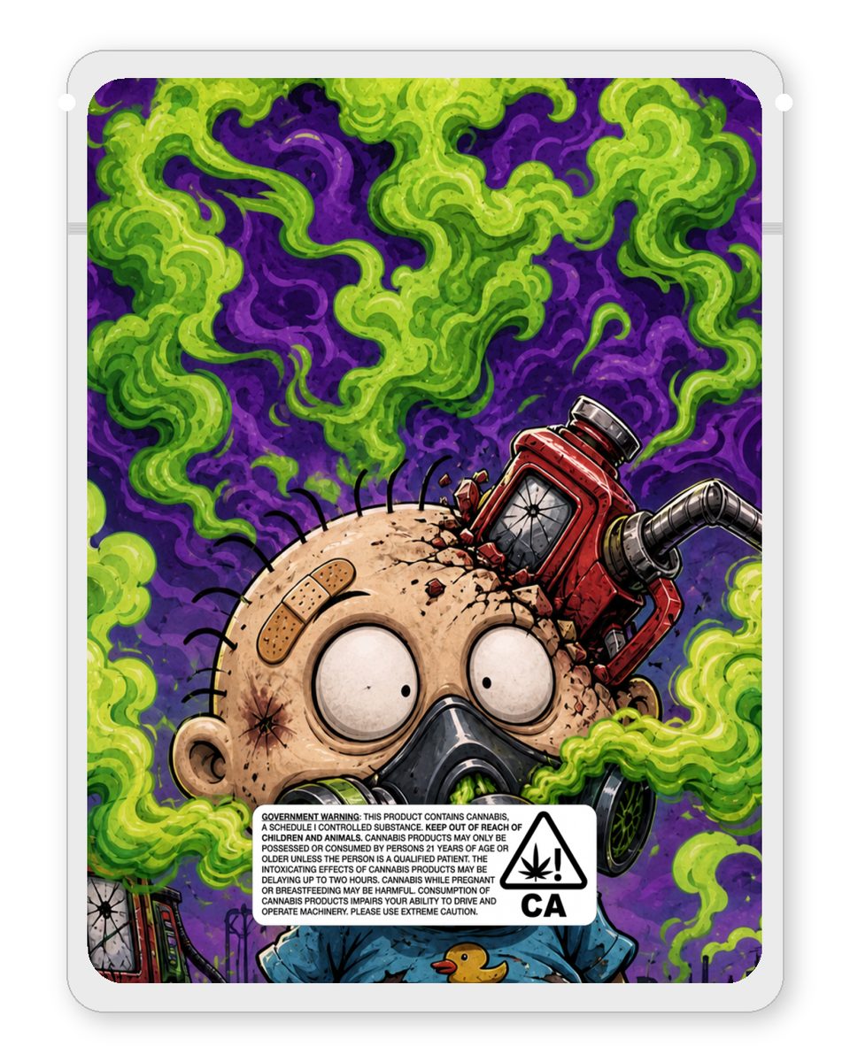 Gas Head custom 4"x5" mylar bag design (back)
