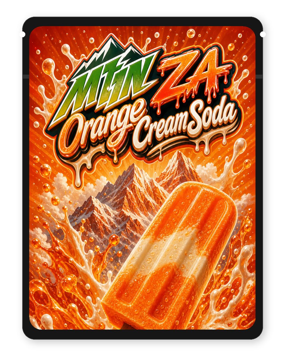 MTN ZA Orange Cream Soda custom 4"x5" mylar bag design (front)