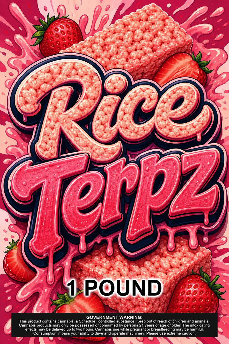 Rice Terpz custom 6x9 pound bag sticker / turkey-bag flavor label