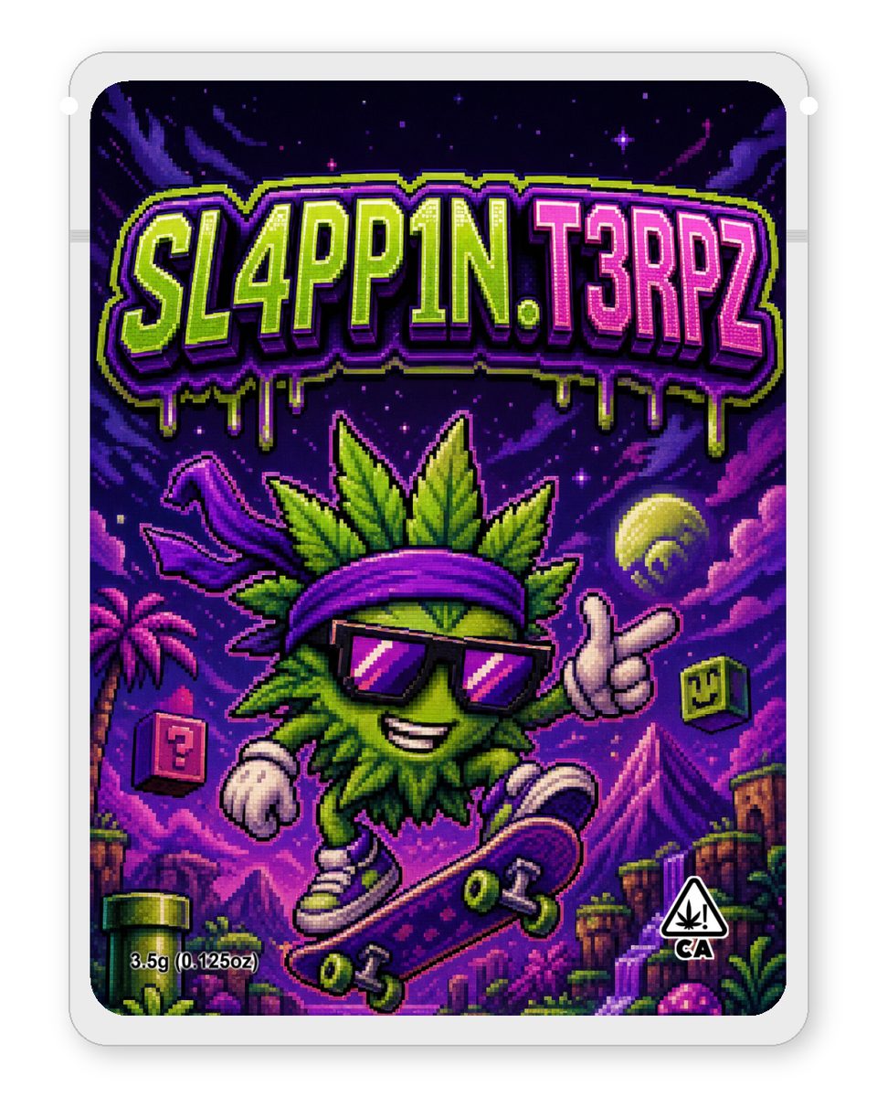 SL4PP1N.T3RPZ custom 4"x5" mylar bag design (front)