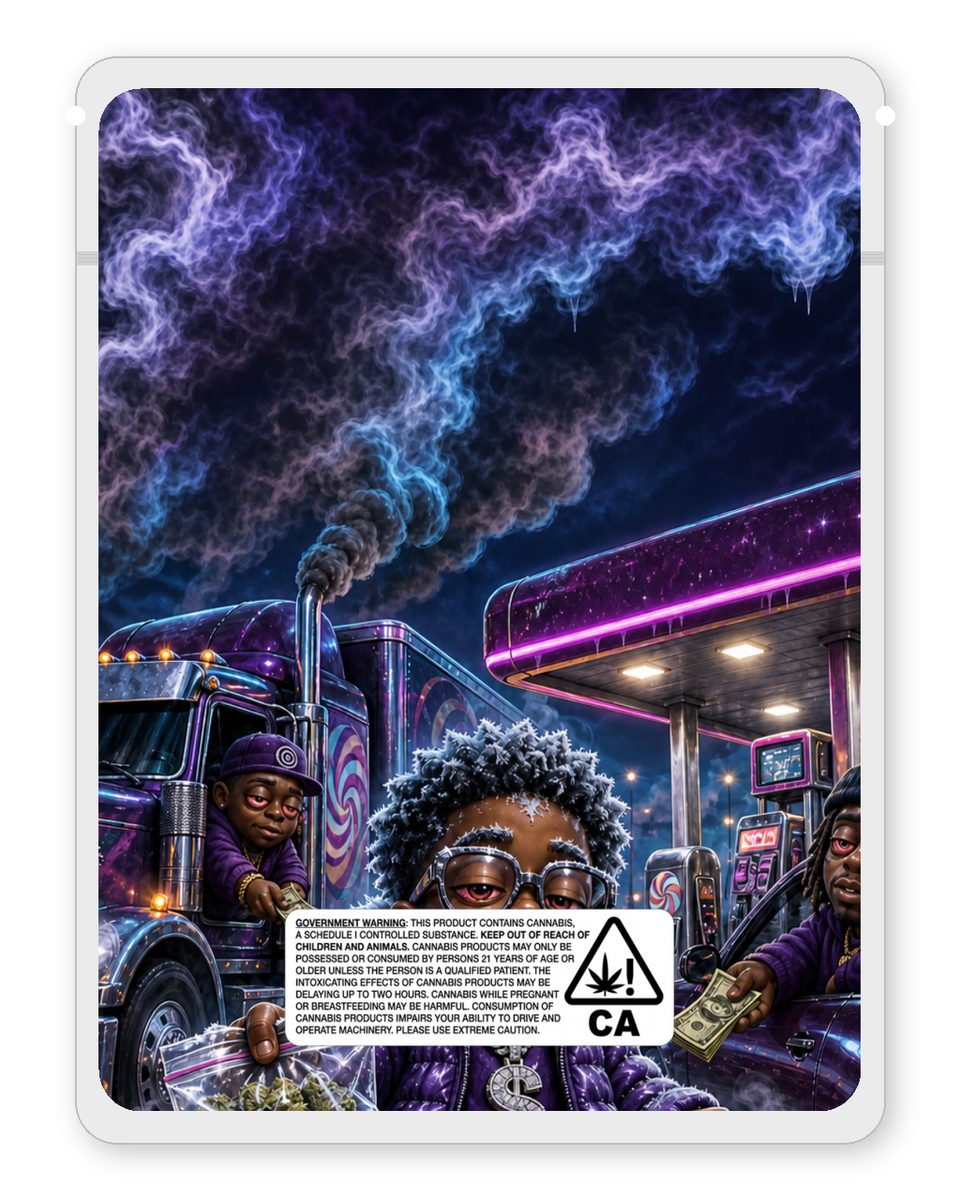 El'Huncho's Mississippi ⛽ Diesel #23 custom 4"x5" mylar bag design (back)