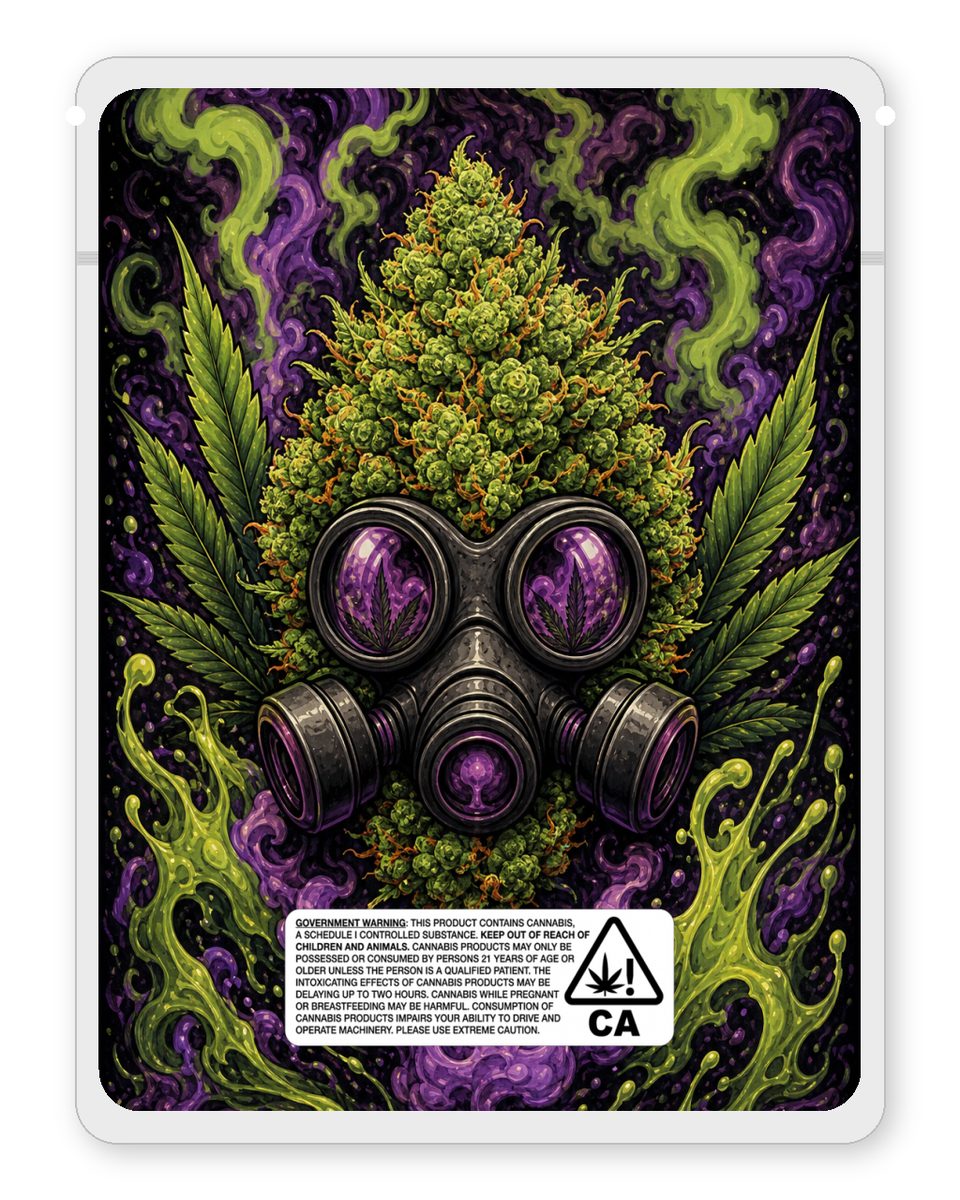 Gas Head custom 4"x5" mylar bag design (back)