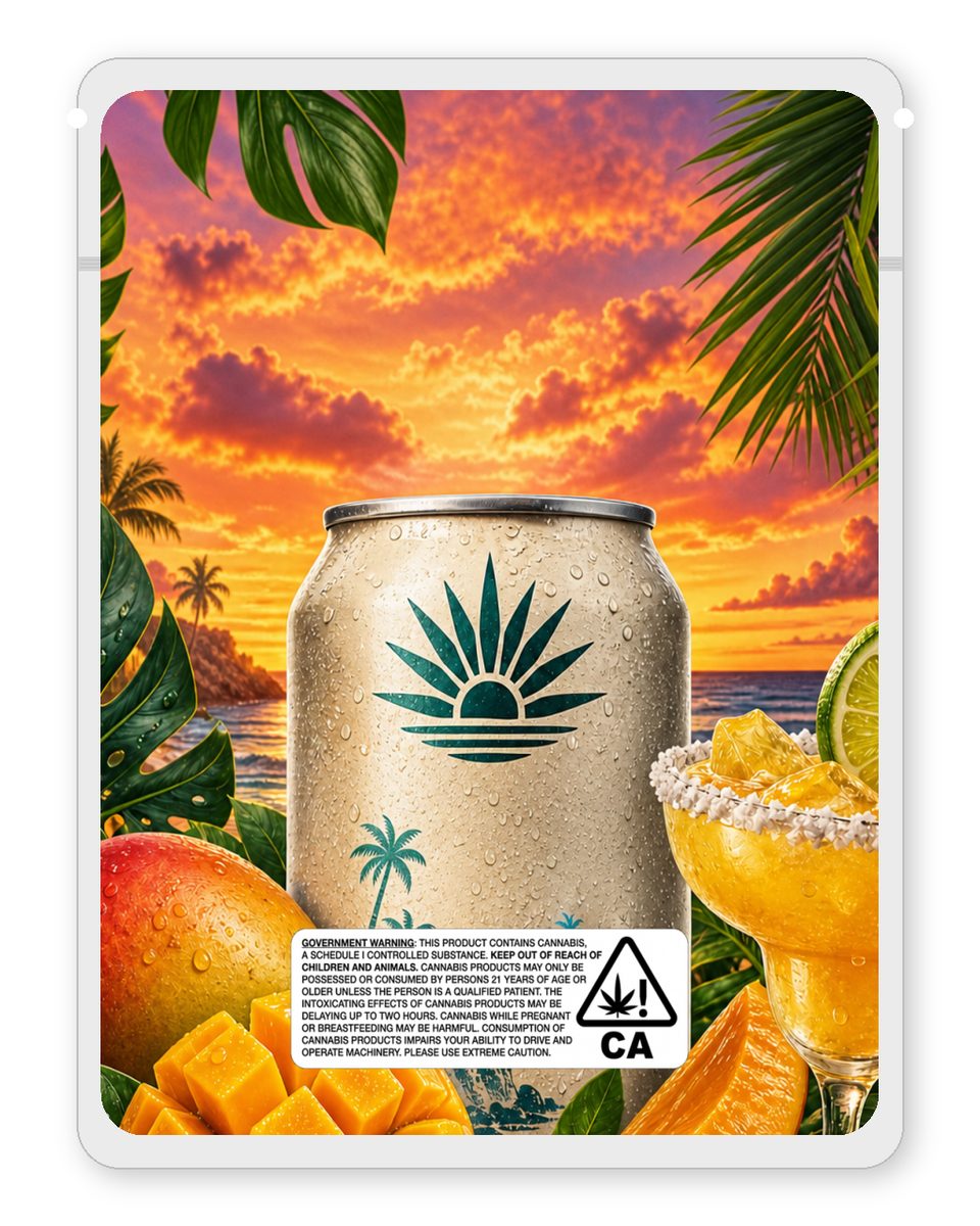 Mango margarita custom 4"x5" mylar bag design (back)