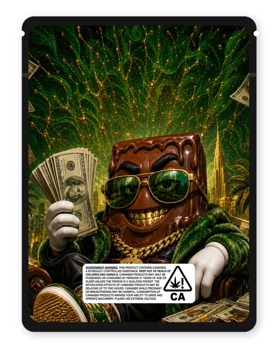 Chochaser custom 4"x5" mylar bag design (back)