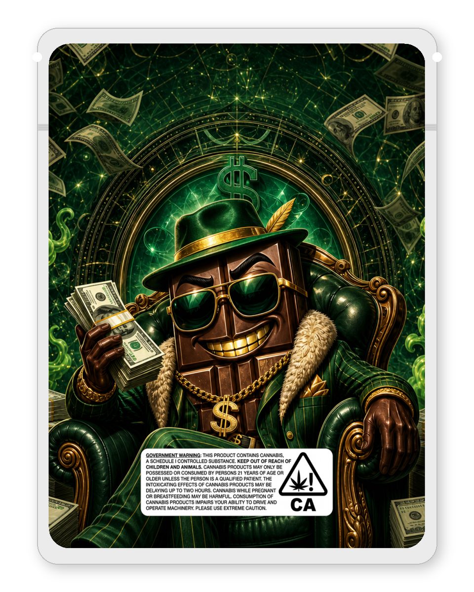 Chochaser custom 4"x5" mylar bag design (back)