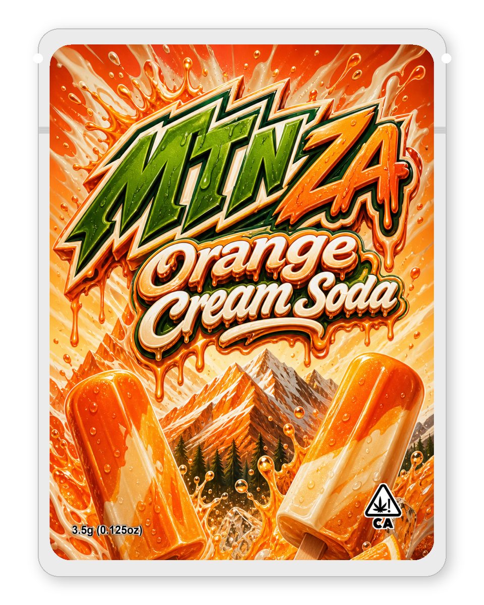 MTN ZA Orange Cream Soda custom 4"x5" mylar bag design (front)