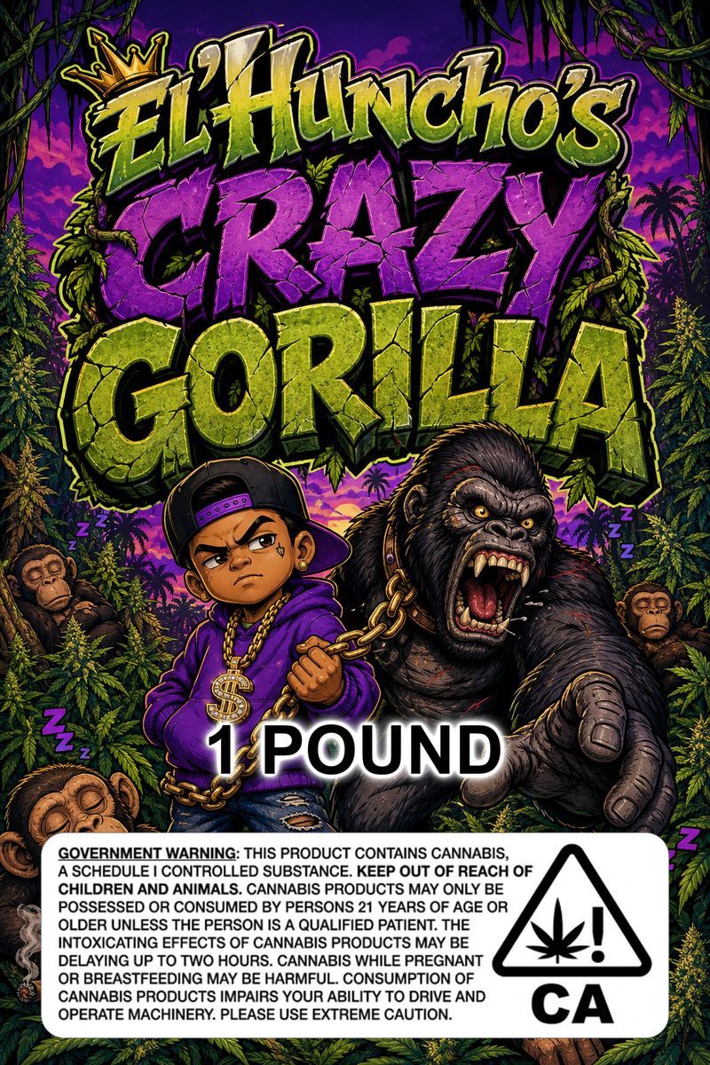 El'Huncho's Crazy Gorilla custom 6x9 pound bag sticker / turkey-bag flavor label