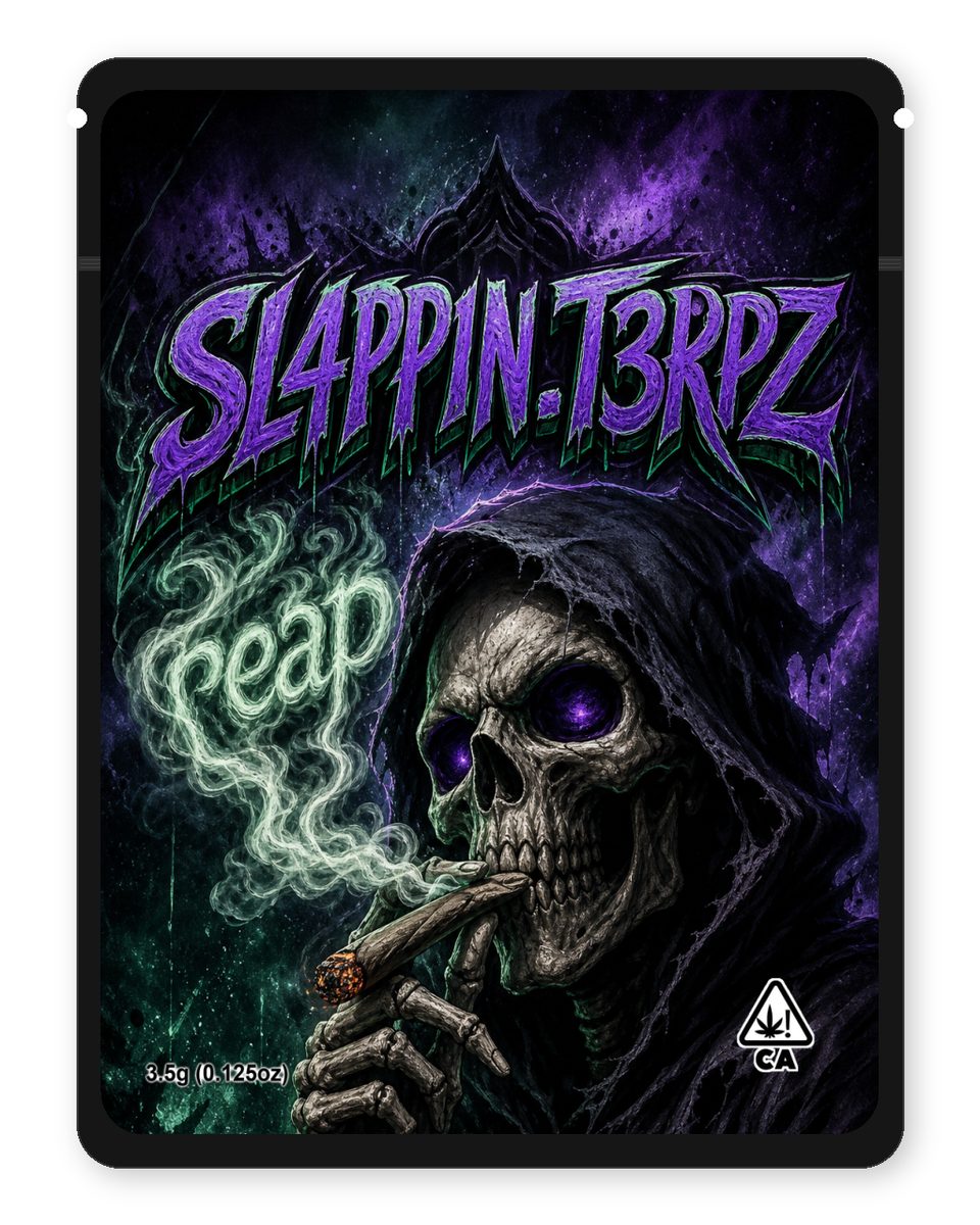 SL4PP1N.T3RPZ custom 4"x5" mylar bag design (front)