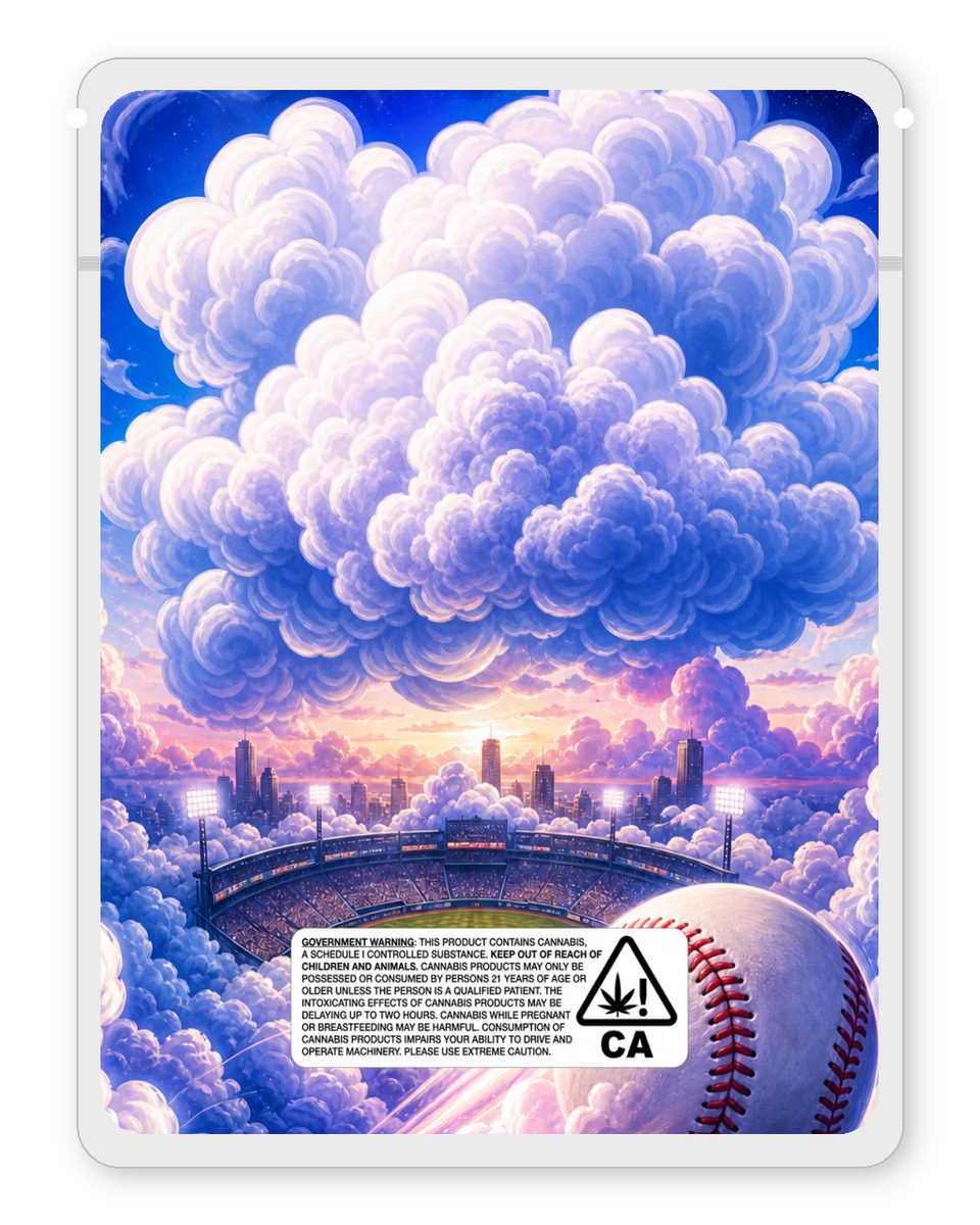 HomeRun Kloudz custom 4"x5" mylar bag design (back)