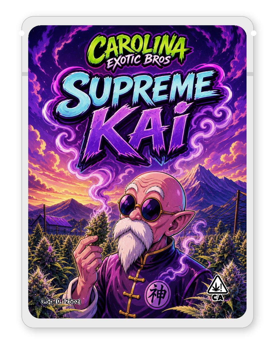 Supreme Kai custom 4"x5" mylar bag design (front)