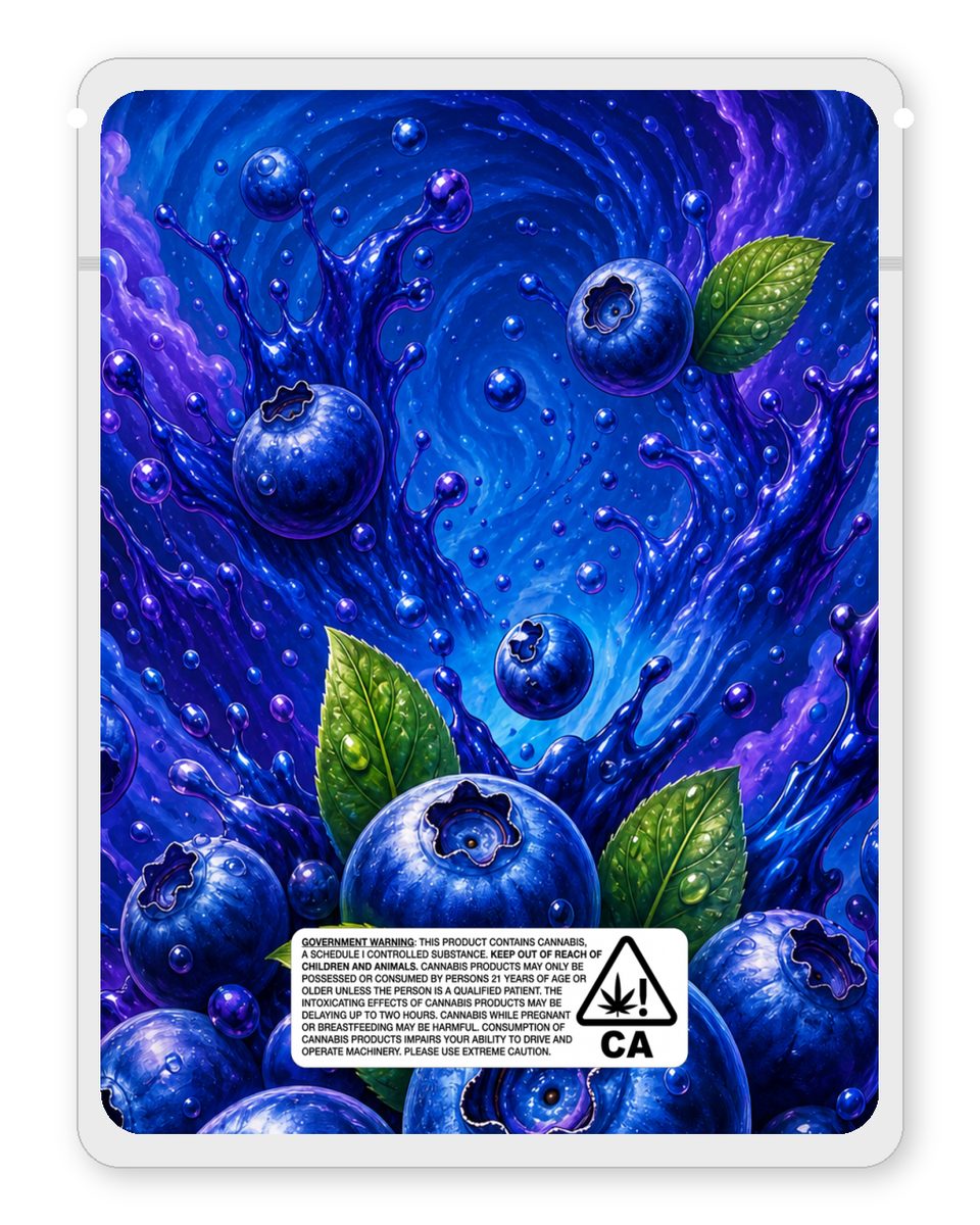 Blue berryy custom 4"x5" mylar bag design (back)
