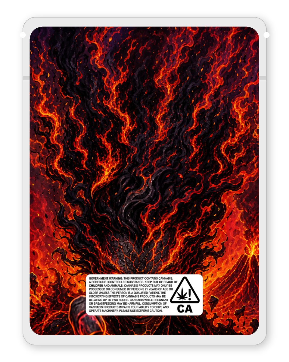 Donte’s inferno custom 4"x5" mylar bag design (back)