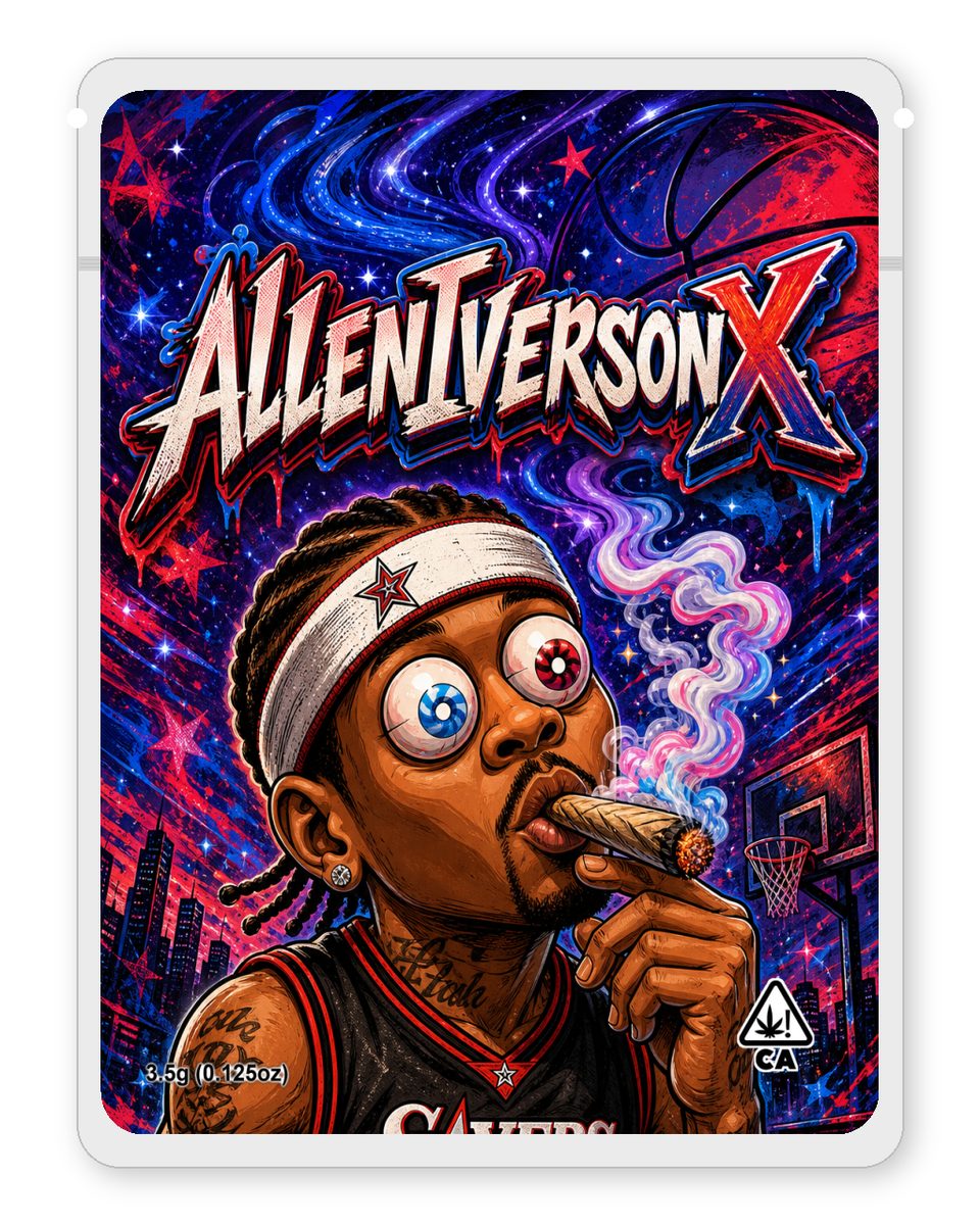 AllenIversonX custom 4"x5" mylar bag design (front)