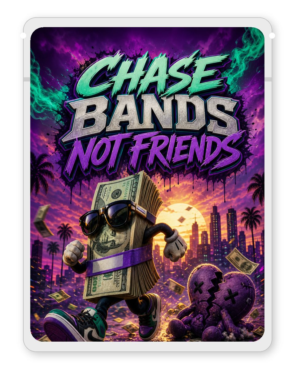 Chase bands not friends custom 4"x5" mylar bag design (front)