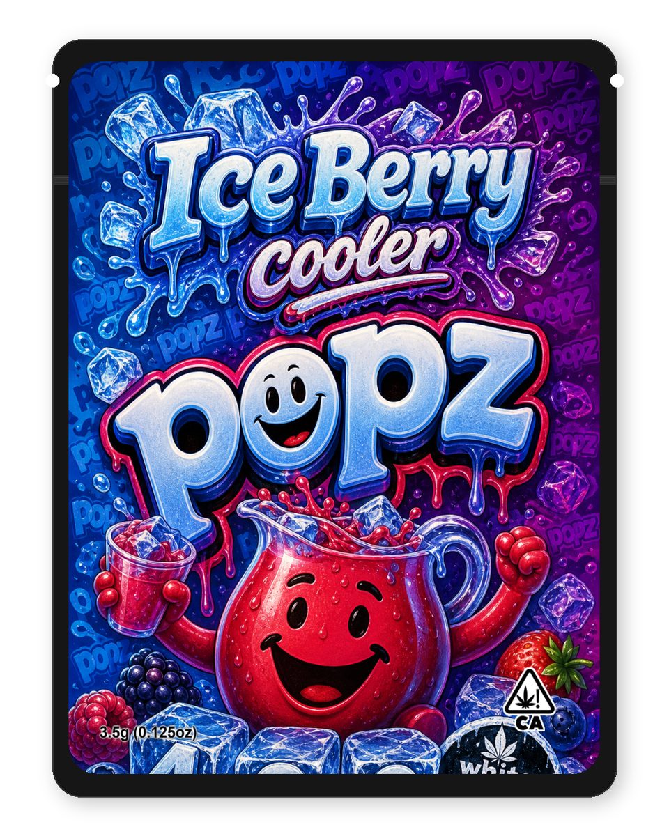 Ice Berry cooler custom 4"x5" mylar bag design (front)