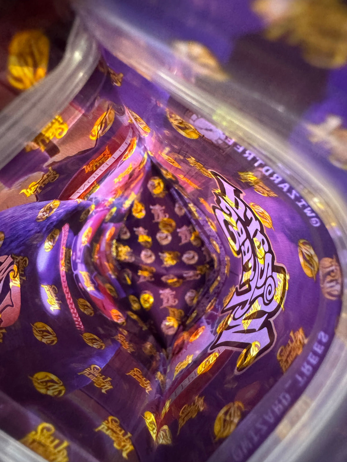 M8 Wizard Trees mylar bag printed interior close-up