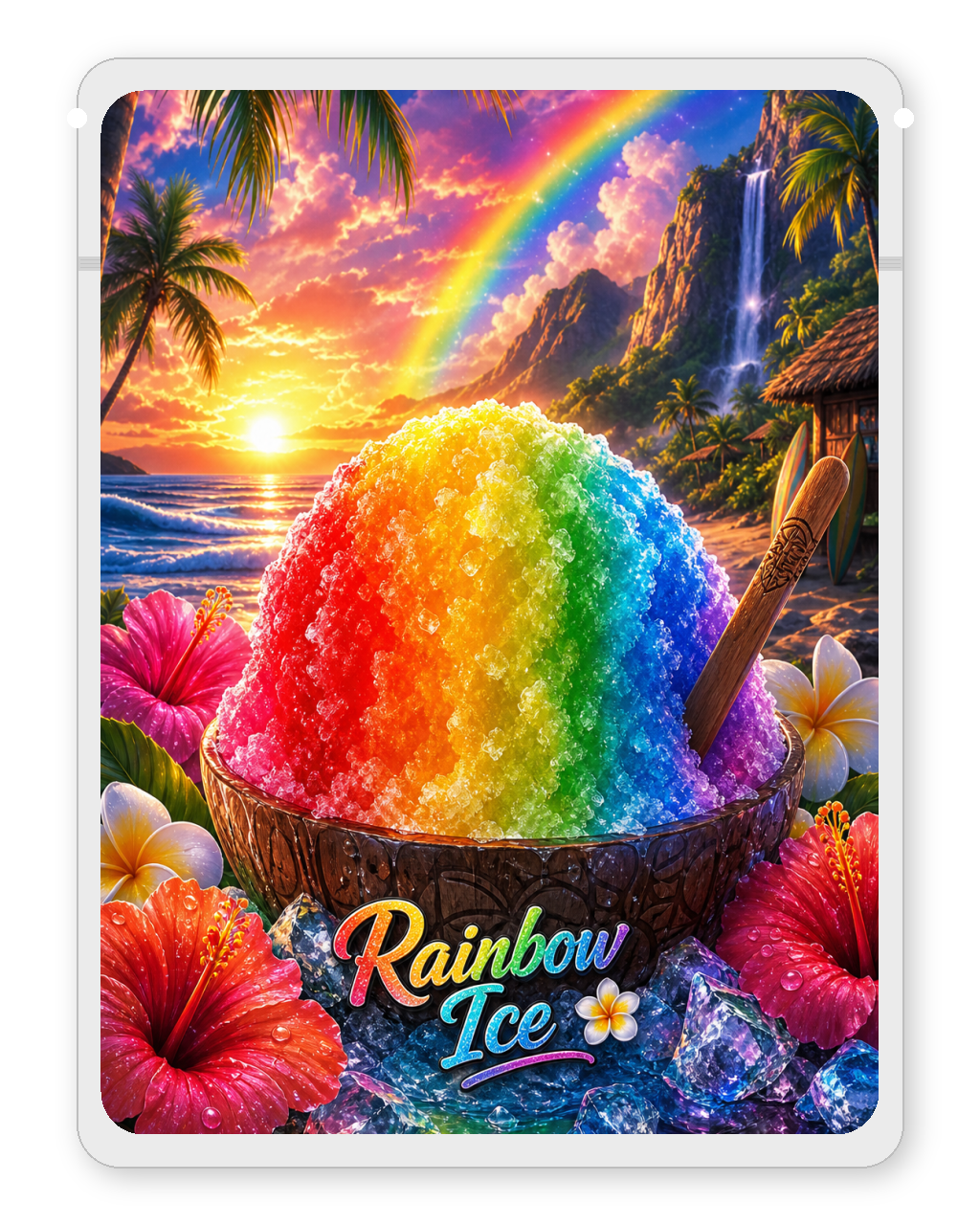 Rainbow Ice custom 4"x5" mylar bag design (front)
