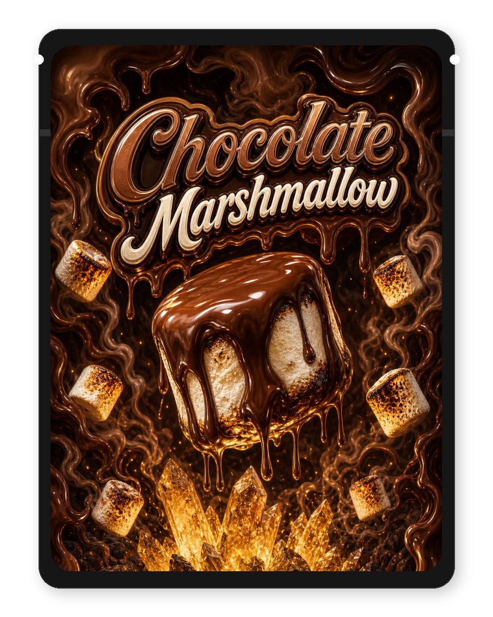 Chocolate Marshmallow custom 4"x5" mylar bag design (front)