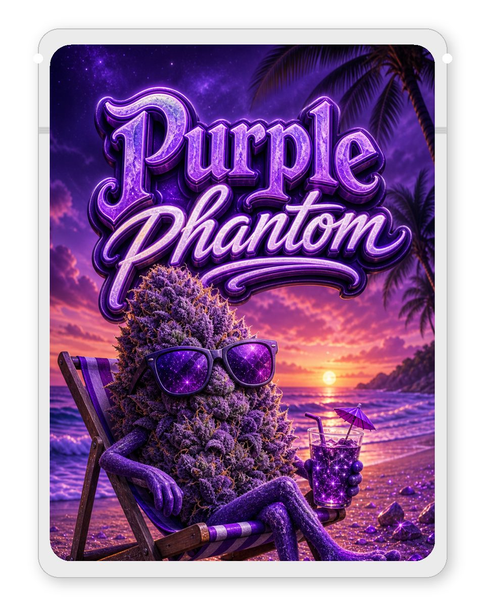 Purple phantom custom 4"x5" mylar bag design (front)