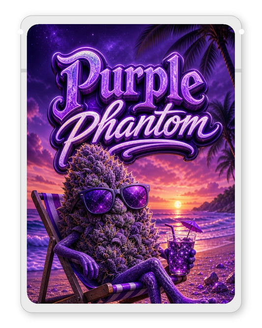 Purple phantom custom 4"x5" mylar bag design (front)