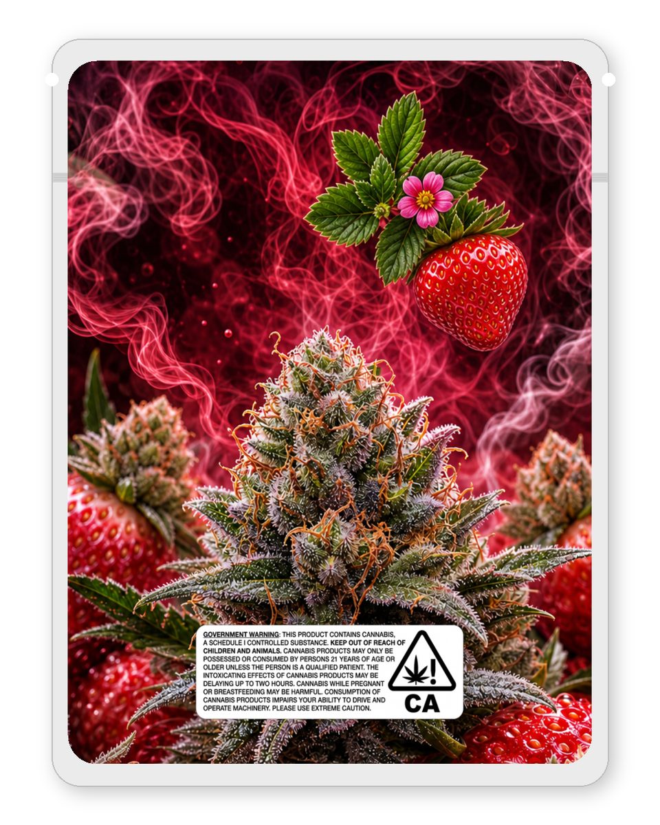 strawberry cough custom 4"x5" mylar bag design (back)