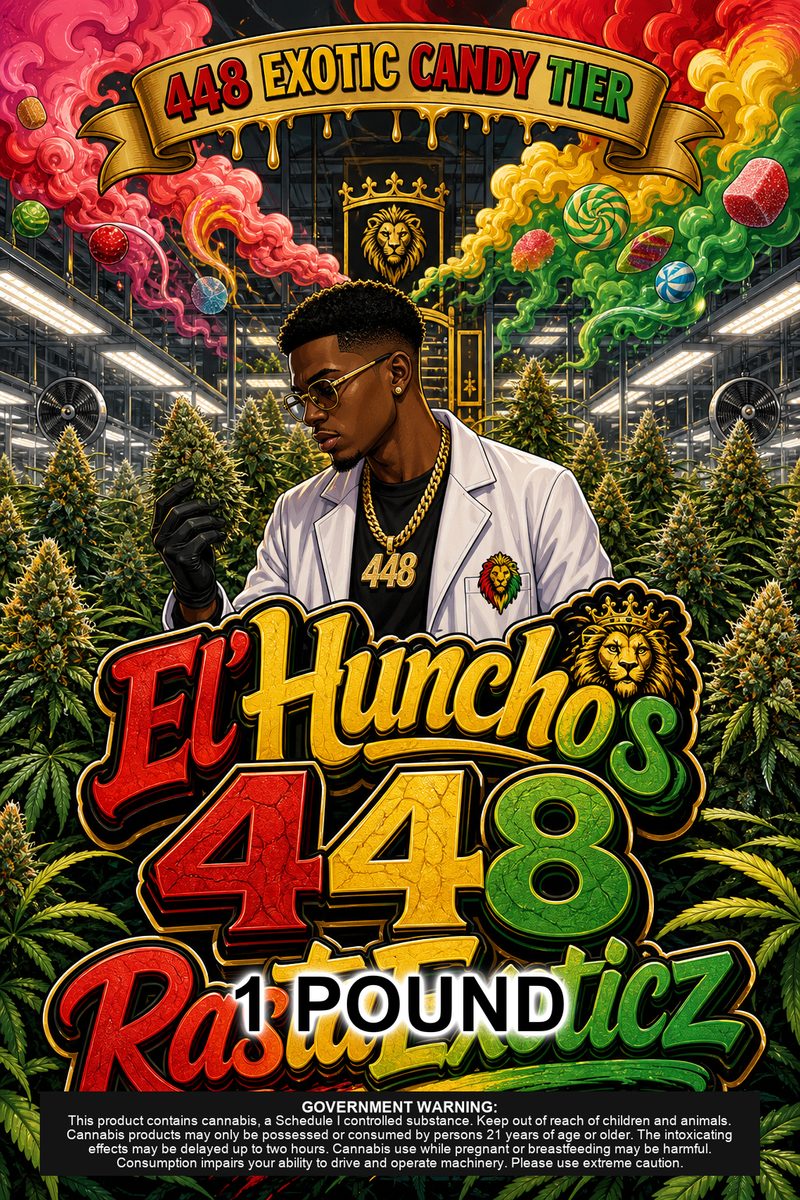 El'Huncho's🦁448 RastaExoticz custom 6x9 pound bag sticker / turkey-bag flavor label