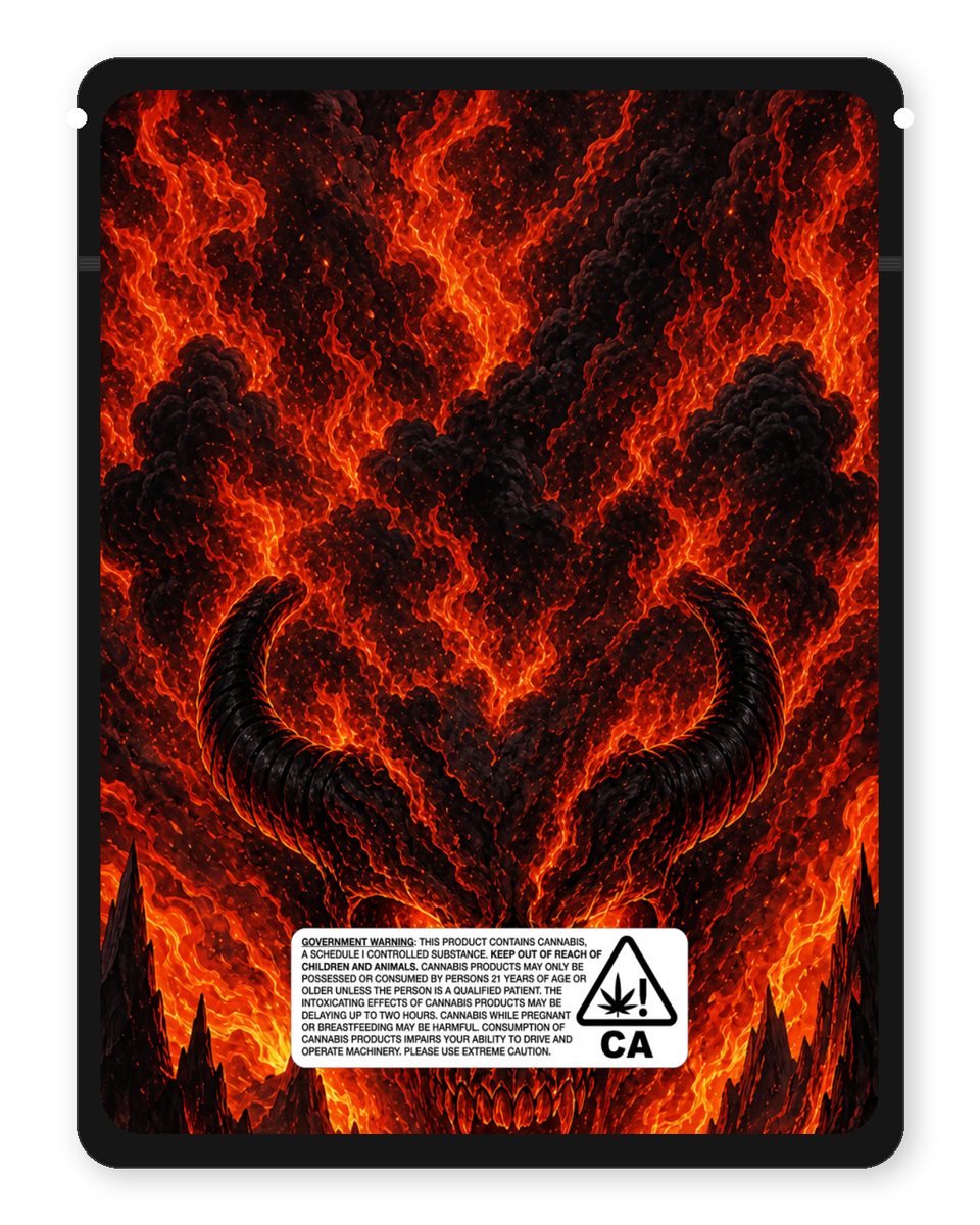 Donte’s inferno custom 4"x5" mylar bag design (back)