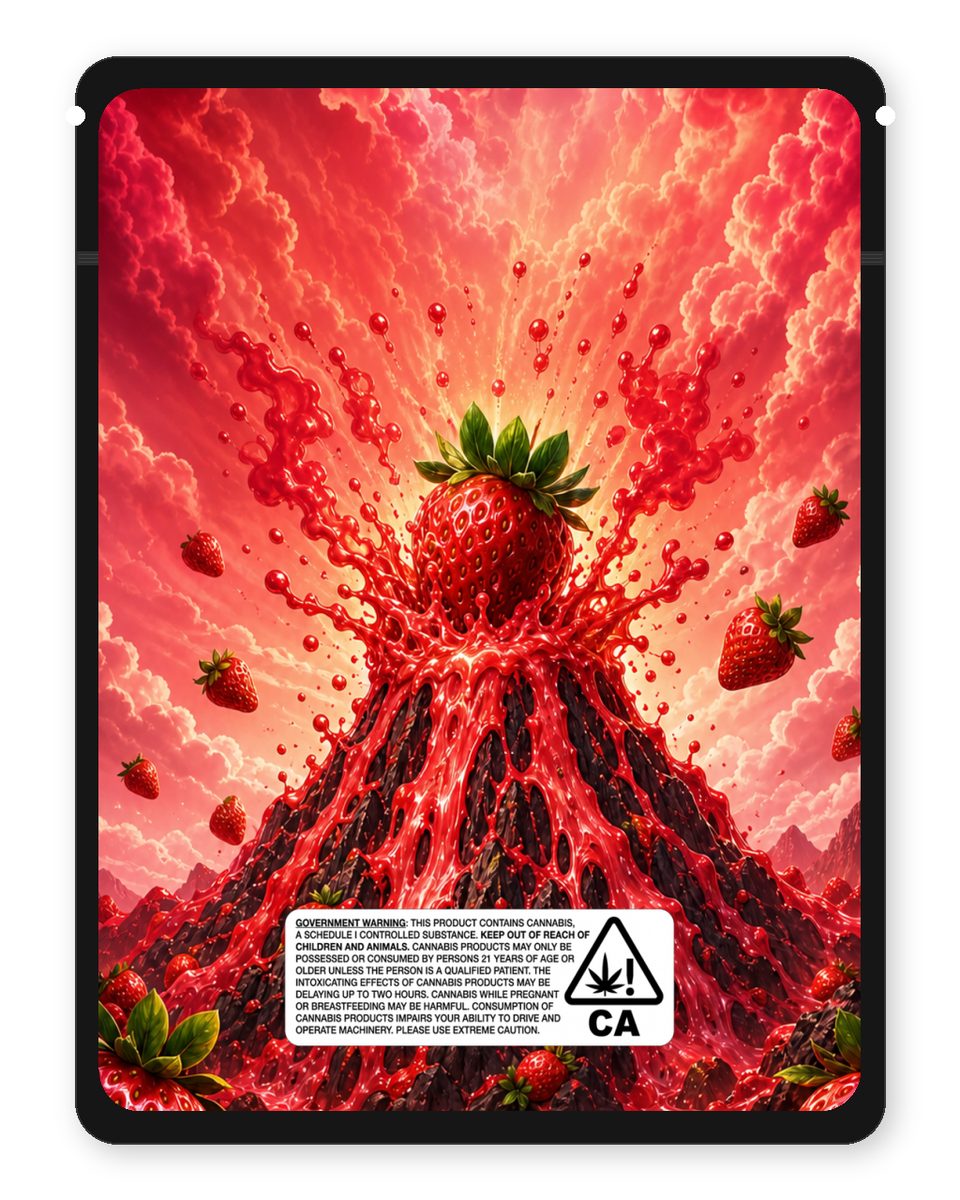 Strawberry custom 4"x5" mylar bag design (back)