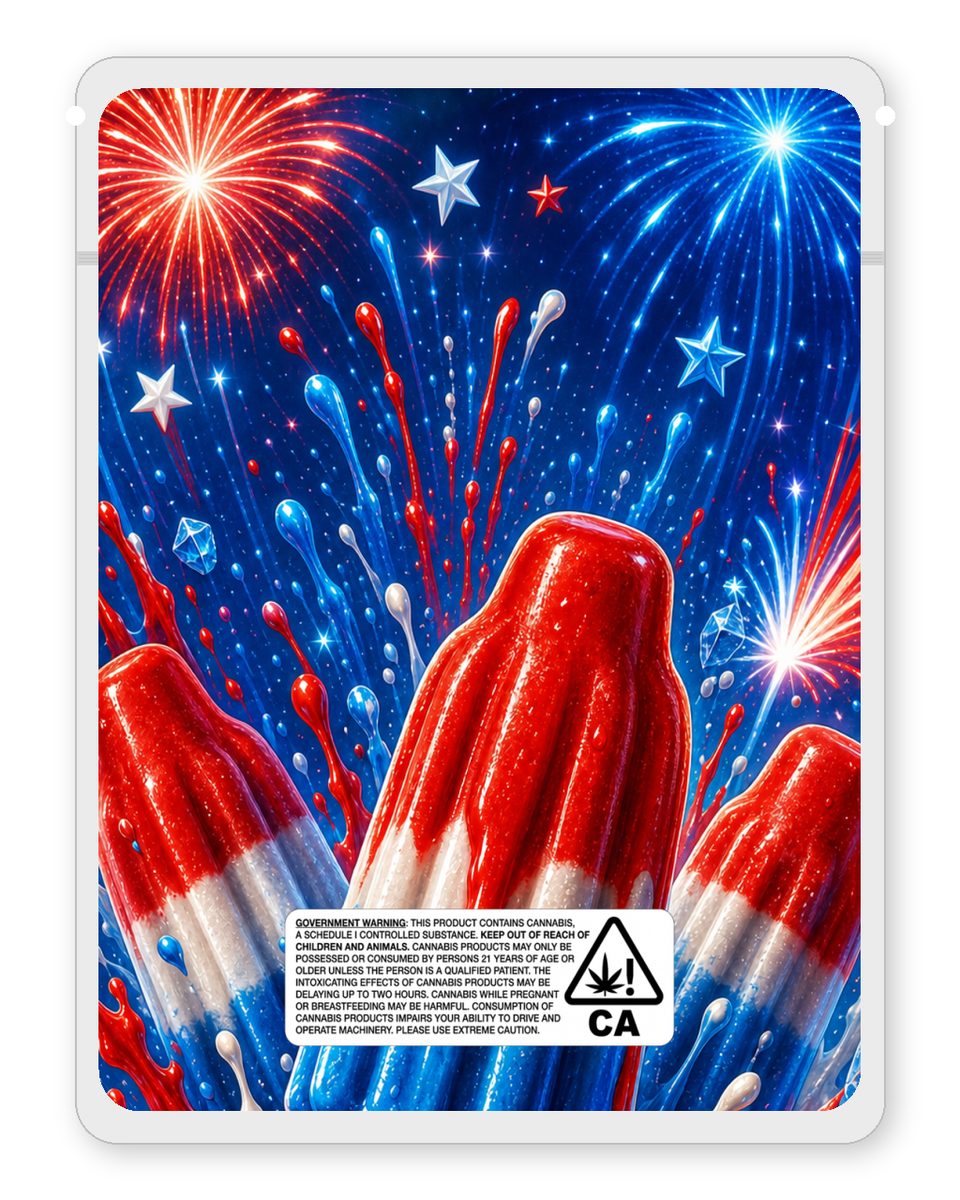 Bomb Pop custom 4"x5" mylar bag design (back)