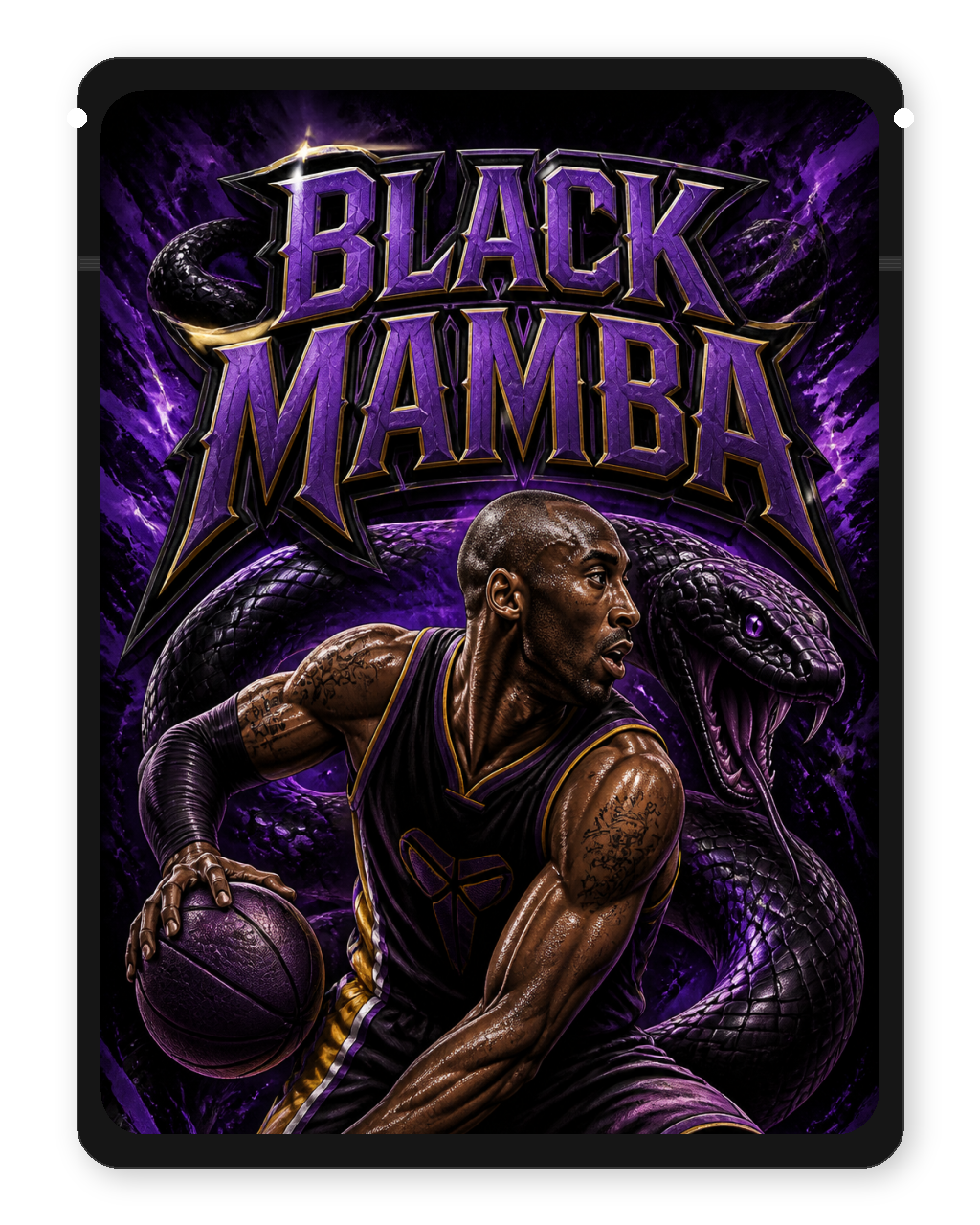 Black Mamba custom 4"x5" mylar bag design (front)