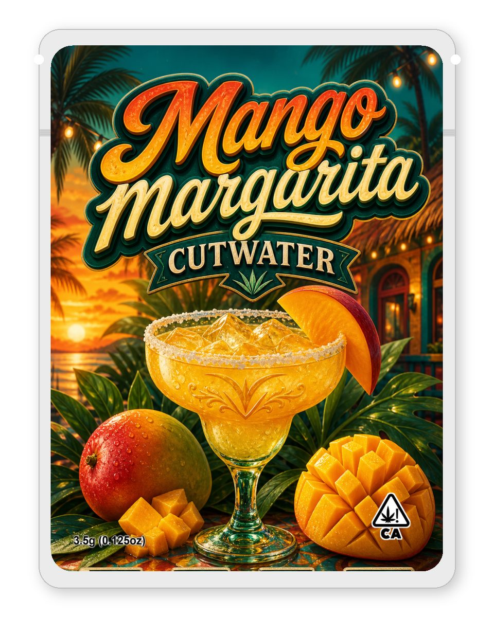 Mango margarita custom 4"x5" mylar bag design (front)
