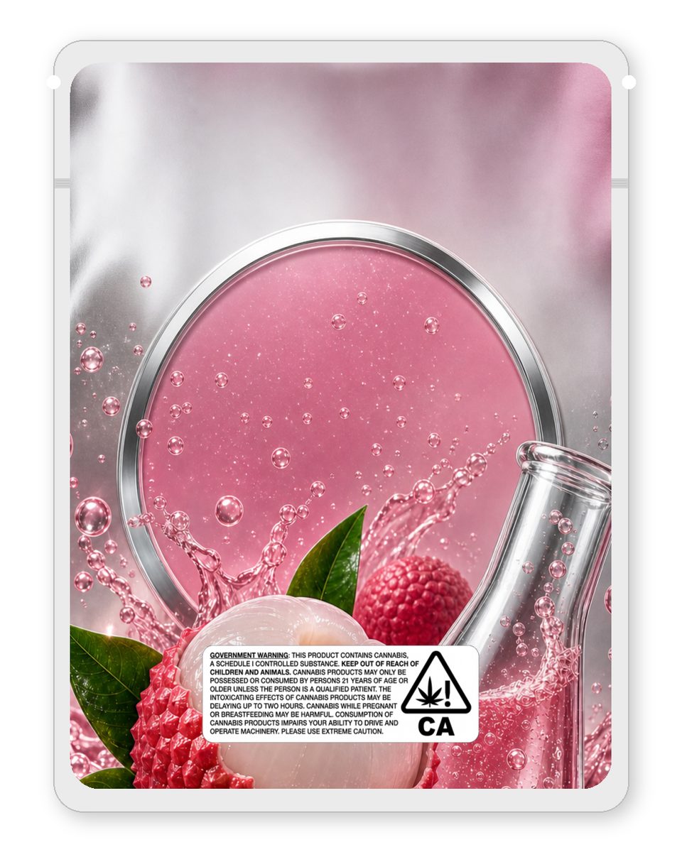 Lychee custom 4"x5" mylar bag design (back)