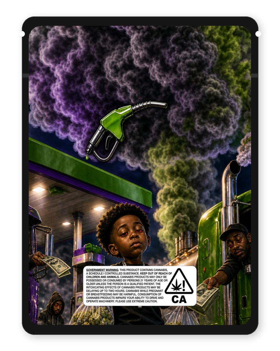 El'Huncho's Mississippi ⛽ Diesel custom 4"x5" mylar bag design (back)