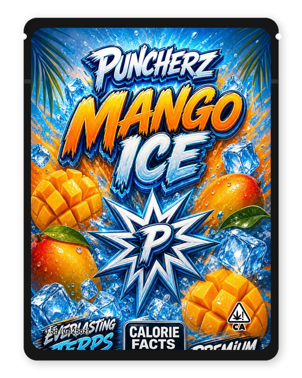 Mango ice custom 4"x5" mylar bag design (front)