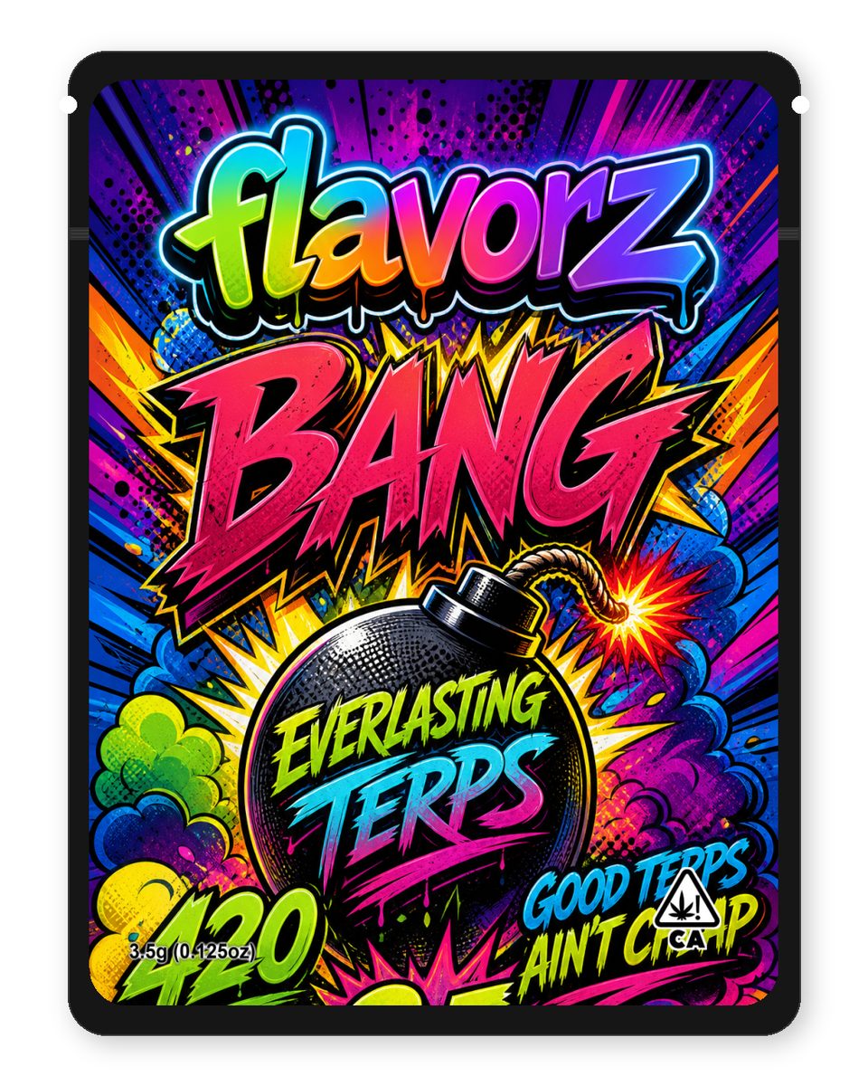 Bang custom 4"x5" mylar bag design (front)