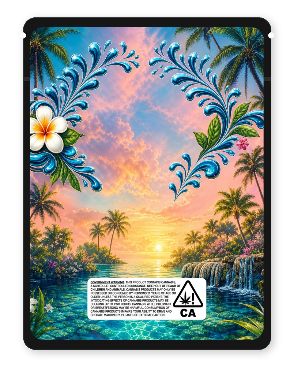 Florida water custom 4"x5" mylar bag design (back)